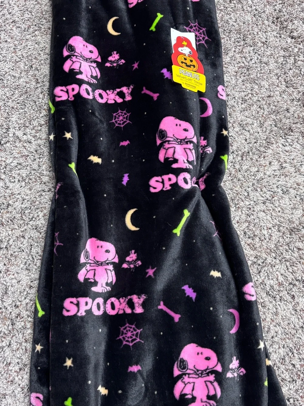 Peanuts Snoopy Woodstock NEON Pink Halloween 50 x 70